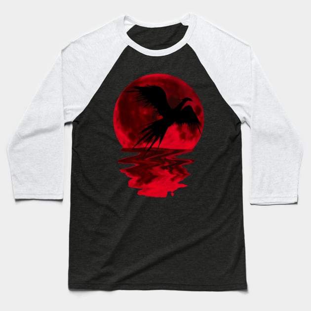 red moon bird 4 Baseball T-Shirt by medo art 1